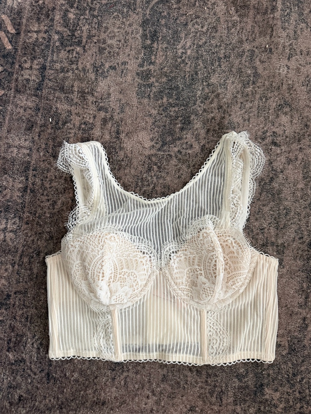 Victoria's Secret Lace Longline Bralette in Cream
